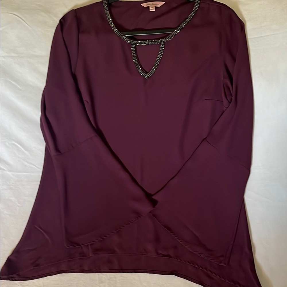 Juicy Couture Asymmetrical Red Blouse with Cut Out - Picture 2 of 7